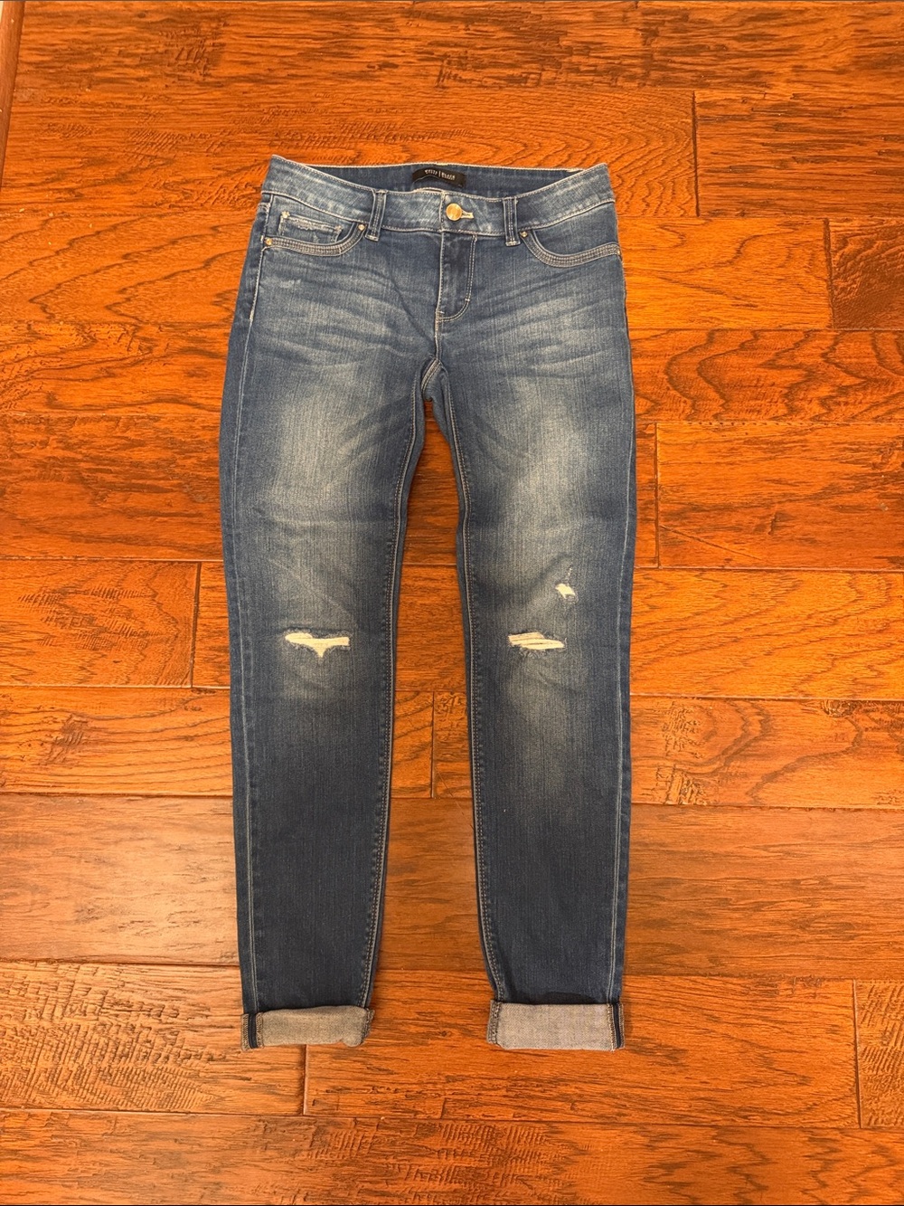 White House Black Market Dark Blue Distressed Skinny Jeans